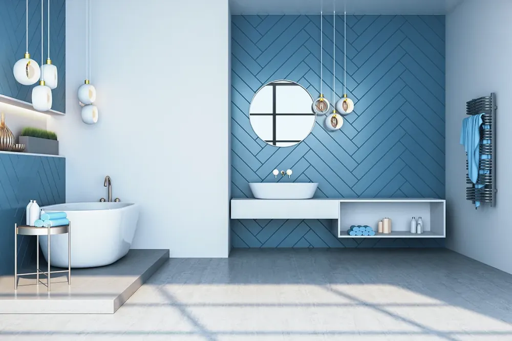 salle de bain bleu